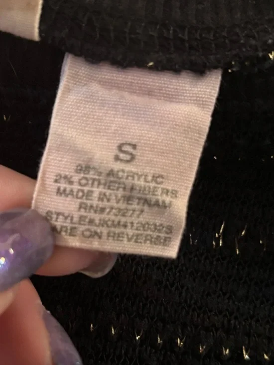 Y2K Mudd Black Knit Sweater with Metallic GoldThread Party Spring - Picture 5 of 7